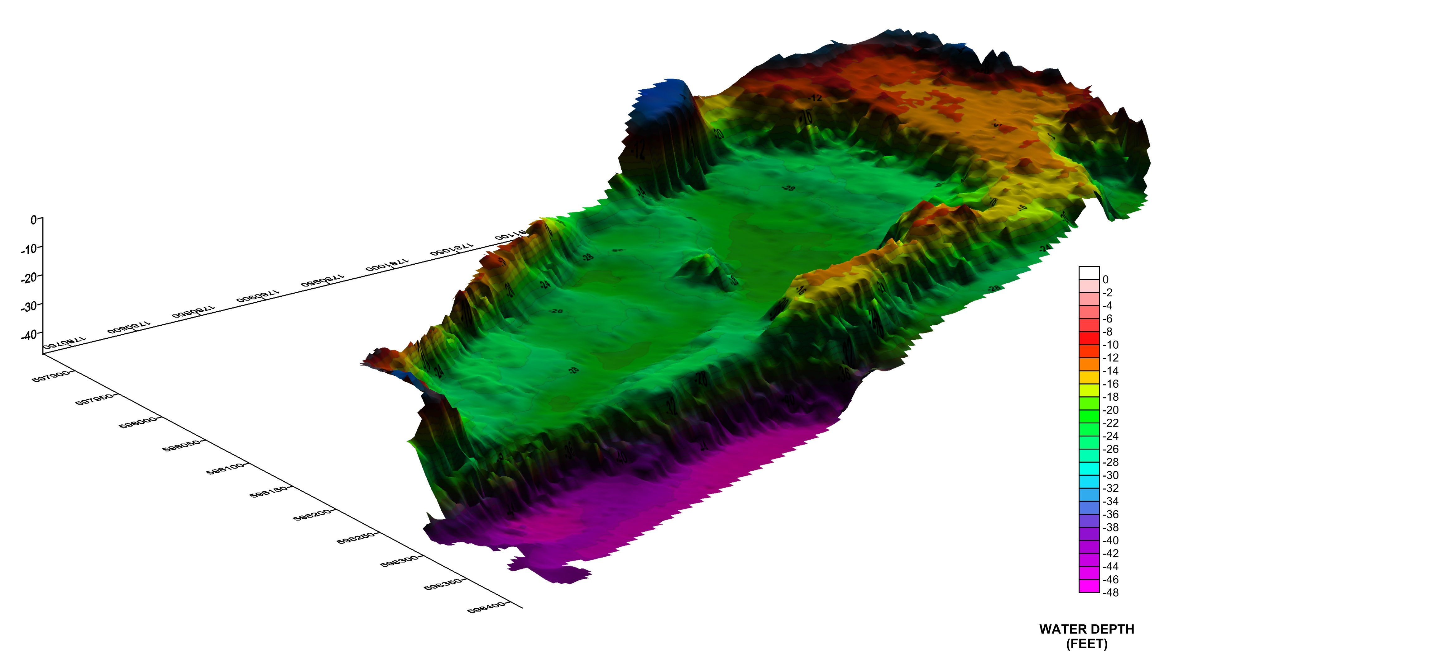 Bathymetric Map Of A Quarry - 3D Surface View | GeoView